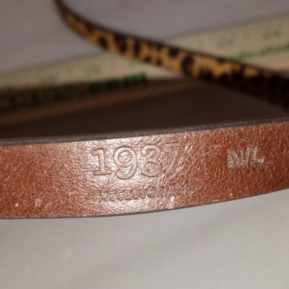 1937 Leather Animal Hair Belt M/L Brown Preowned